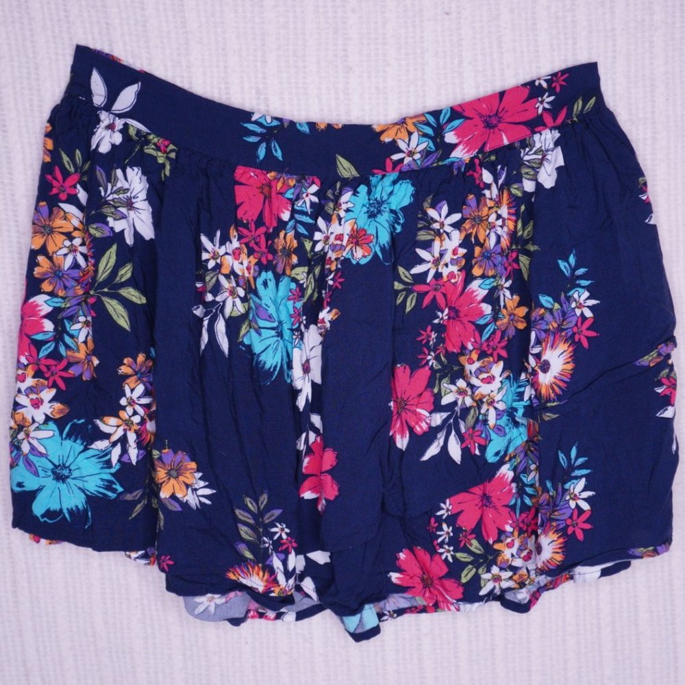 24) ARIZONA Floral Brillant Colored Layered Flowy Skirt w. Elastic Back Sz. L - Picture 2 of 7